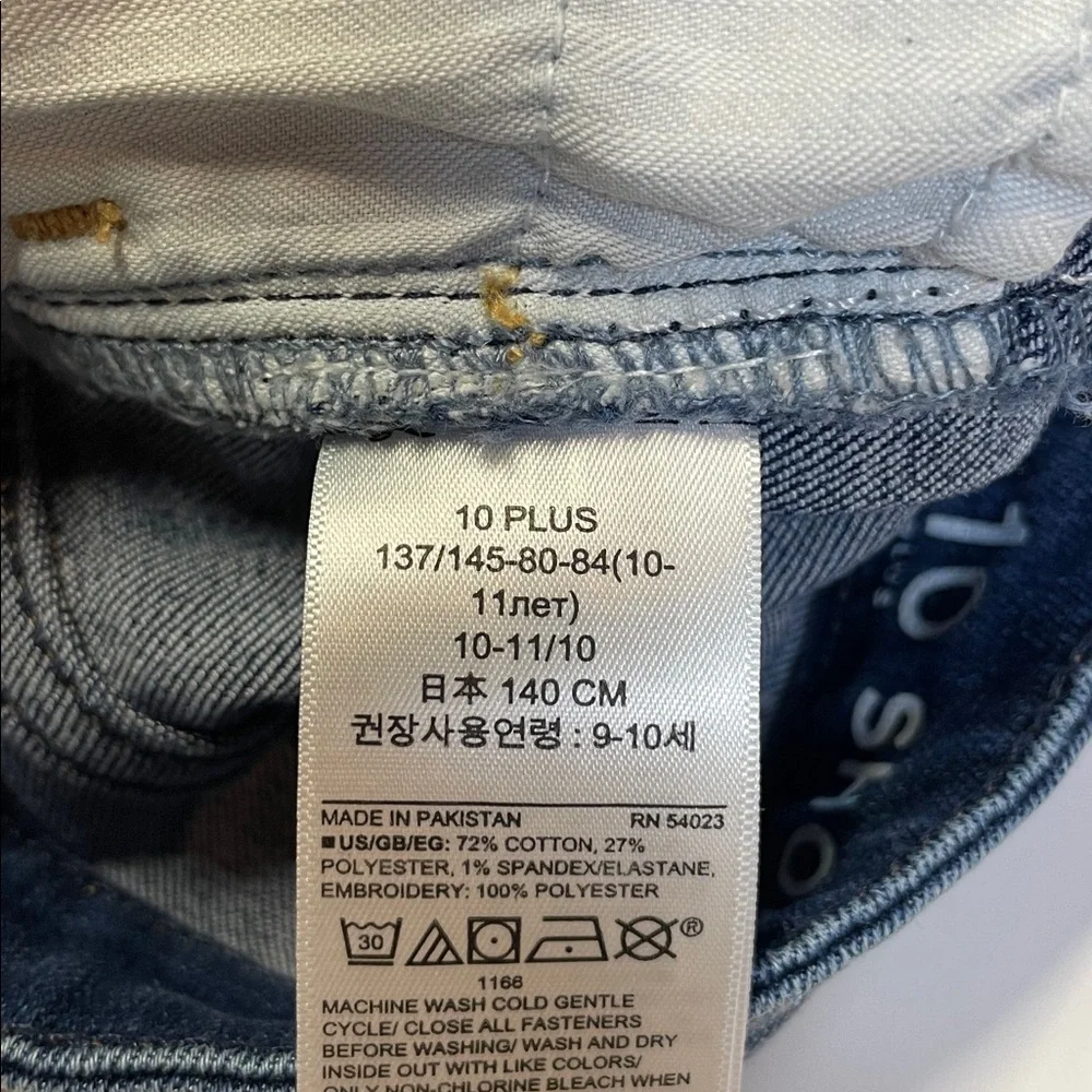 Gap Girls Frayed Hem Adjustable Waistband Embroidered Jean Short Size 10 - Picture 8 of 8